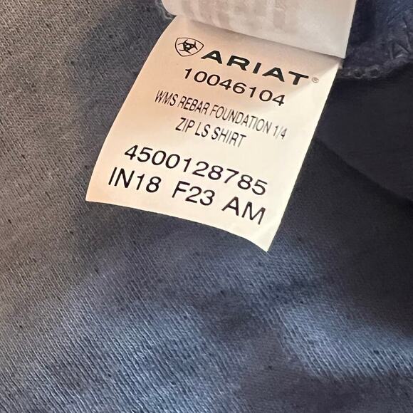 Ariat Women's Rebar Foundation 1/4 Zip Long Sleeve Shirt Blue  Size Large - Picture 5 of 8